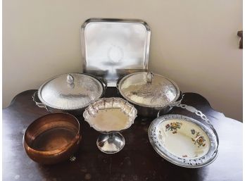 DR/ 6 Pc Assorted Vintage Metal Dishes - Golden Maire Farberware, Kensington, Chippendale...