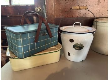 G/ 3 Vintage Metal Containers - Sheboygans, Saywers....etc
