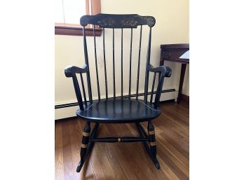 LR/ Vintage Black Stenciled Windsor Rocking Chair By Nichols & Stone, Gardner MA