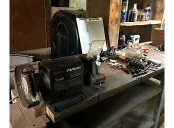 D/ Bench Of Assorted Tools - Sears Craftsman 6' Bench Grinder & More!