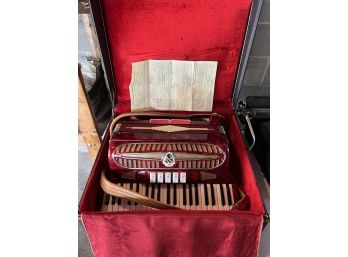 G/ Castiglione Vintage Accordion Model #804B In Red Velvet Case