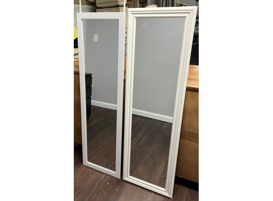 2 White Plastic Framed Full Length Mirrors