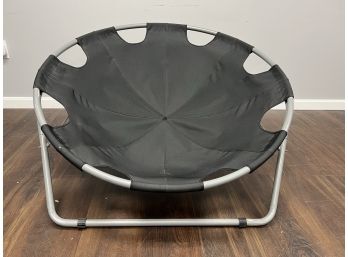 Black Canvas & Steel Papasan Saucer Chair