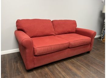 Awesome Pottery Barn Red 2-Cushion Couch Sofa