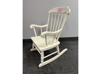 Sweet Little Kid's White W/ Butterfly Rocking Chair