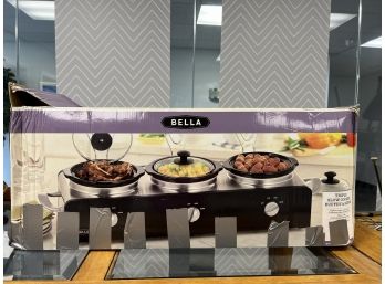 New In Box Stainless Triple Slow Cooker Buffet & Server / Bella