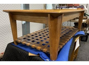 Wood Glass & Leather Coffee Table