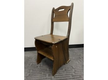 Vintage Wood Folding Library Ladder Chair