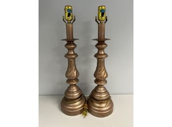 Pair Of 2 Alsy Brass Table Lamps 21'h Painted Bronze/Copper Color