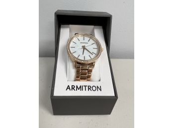 New In Box Women's Rose Gold Wrist Watch By Armitron Solar Powered