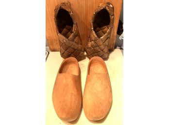 LK - Holland Wooden Clogs & Finnish Naever Birch Bark Woven Shoes