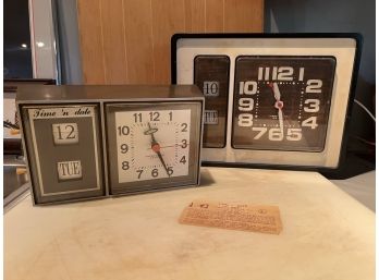 LK - 2 Vintage Westclox Electric Clocks - #S-37B And #S-37A Time & Flip Date