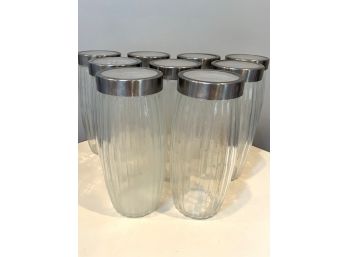 UK - Glass Canister Storage Jars #1 / 9 Tall W/ Metal Rimmed Screw On Lids