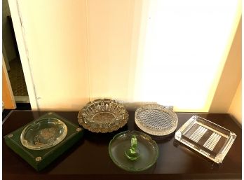 LBR - Awesome Vintage 6 Pc Ashtray Bundle - Mod Dep Brass, Wony Italy, Green Glass Etc