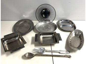Bundle #3 Silver Plate - 9 Pc Serving Plates & Bowls
