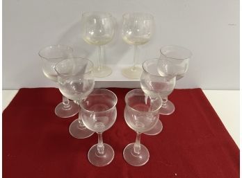 2 Large Bowl Wine Glasses And 4 Tall & 2 Short Matching Wine Glasses