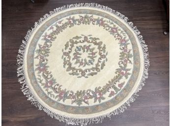 Green Rose Ivory 5'X5' Round Wool Rug 'Avalon' By Surya Carpets India