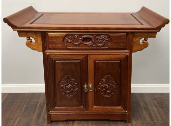 Ornate Vintage Asian Wood Altar Cabinet Table