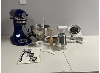 Cobalt Blue Kitchen Aid Stand Mixer 10 Speed W/ Attachments