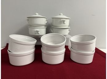 2 Sets Of White Soup / Sm Casserole Bowls