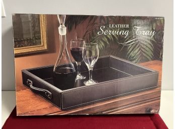 New In Box Large Leather Serving Tray
