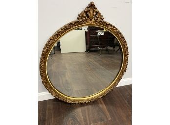 Lovely Round Gilt Carved Framed Vintage Mirror