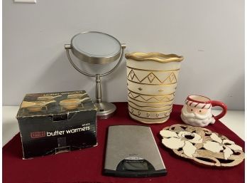 6 Pc Variety Bundle - Wm Rogers Trivet, Butter Warmers, Kitchen Scale & More