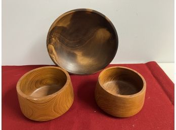 3 Pc Lovely Wooden Serving Bowls - Thailand Etc