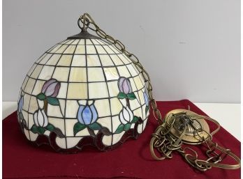 Pretty Tulip Motif Stained Glass Tiffany Style Hanging Ceiling Light Lamp