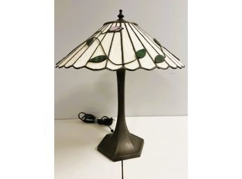Lovely White Pink Green Tiffany Style Table Lamp