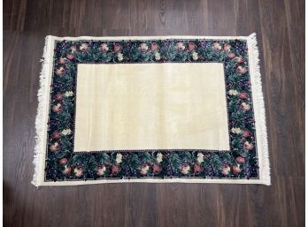 Ivory Green Blue Pink Floral Olefin 4'x6' Area Rug 'Cairo Collection'