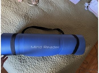 MB/ Royal Blue Ribbed Foam Yoga Mat W/ Black Carry Strap By Mind Reader