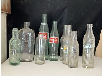 S/ 9 Pc Bottle Collection - Bulleit Bourbon, Orange Crush, Jordan & Addington, Coca Cola