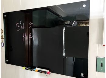 K/ Contemporary 3 Ft X 2 Ft Tempered Glass Black Dry Erase Board W/ Dry Erase Markers