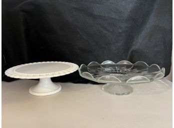 S/ 2 Pretty Footed Dessert Cake Plates Stands