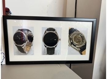 S/ 3 Watches Photographed In Black Frame Wall Art