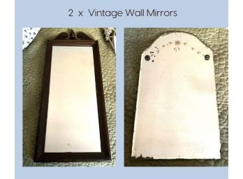 MB/ 2 Vintage Mirrors - 1 Wood Frame, 1 Etched Frameless