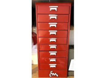 S/ Red Metal 9-Drawer Tool Supply Organizer Chest W/All Contents
