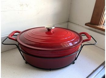 K/ Red Cook's Companion Cast Iron Oval Covered Enameled Dutch Oven Casserole