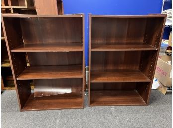 Pair Of 3-Shelf Book Shelves Wood Veneer Laminate