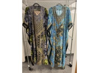 Pair Of 2 Gorgeous Embellished Colorful Women's Caftan Dresses