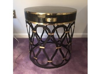Black & Gold Art Decor Round Side End Accent Occasional Table