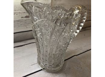Intricate Cut Glass Pitcher With Handle