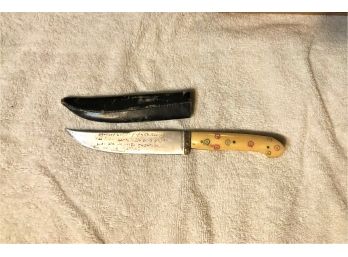 Bone Handled Knife With Greek Inscription On Blade