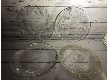 Bundle Of 4 Large Glass Serving Plates