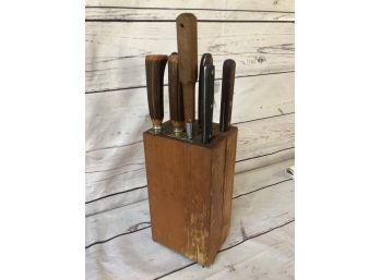 Wood Knife Block And Knives