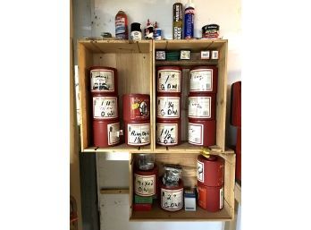 C/ 15 Containers Of Assorted Hardware & Some Grease Oil Cement...