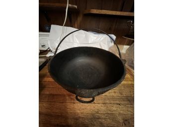 K/ Vintage Cast Iron Cauldron Cooking Pot W/ Handle