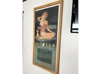 BRB/ Framed Poster July 1958 Ditzler Automotive Pinup Calendar