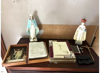 BRA/ 7 Pc Religious Bundle - Statues, Bibles, Rosaries  & More
